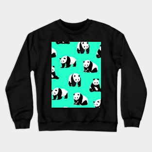 Pandas on Turquoise Crewneck Sweatshirt